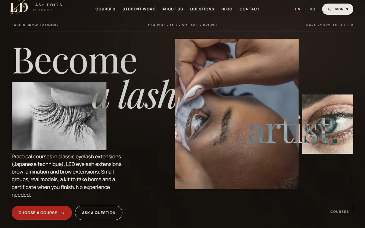 Lash Dolls Academy • განათლება, საიტის მთავარი გვერდი